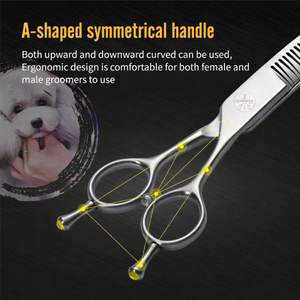 Ciseaux de toilettage professionnels 3D courbés pour chiens, ciseaux de barbier pour droitiers, 7 pouces, ciseaux à effiler pour animaux de compagnie, 28 dents - Product Image 2