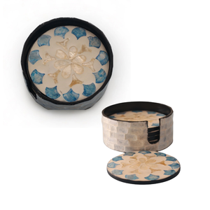 Eco Friendly Cute Round Mother of Pearl Coaster with Reusable Design <b>Kitchen</b> Accessory Good Price From Vietnam - Product Image 1