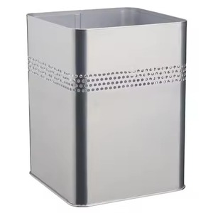 New Style Metal Storage Bucket Cylindrical Decorative Indoor Household Waste <b>Bin</b> With Floral Pattern Gold Trim Trash Can - Product Image 2