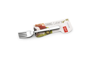 Tenedor premium para bebé, tenedor de acero inoxidable para alimentación de niños pequeños, borde liso, utensilio de comedor reutilizable para bebé, agarre seguro, acabado plateado - Product Image 6