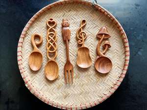 Cuchara de Café de Madera Vintage - Utensilio Ecológico de Madera Maciza con Boca Redonda y Mango Largo - Esenciales para la Cocina del Hogar - Product Image 5