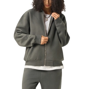 Sudadera de algodón grueso con hombros caídos, cuello alto, estilo americano, informal y moderno, con cremallera para hombre. - Product Image 1