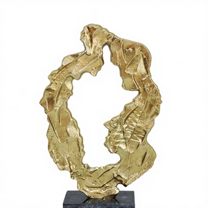 Escultura Moderna Abstracta de Aluminio Dorado, Figura Texturizada con Forma de Bucle Orgánico, Decoración de Lujo para el Hogar, Adorno Artístico para Sala de Estar u Oficina - Product Image 1