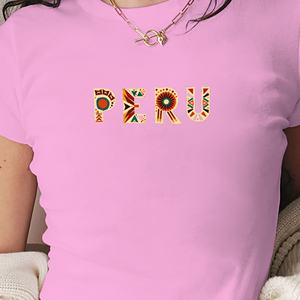 Camiseta corta moda mujer diseño letras geométricas PERU - Product Image 4