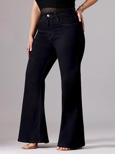 Abdul Royal World Export Women's <b>Boot</b> Cut Jeans Mid Waist Knee-Length Vintage Style Eco-Friendly Cotton Denim Light/Dark/Medium - Product Image 6