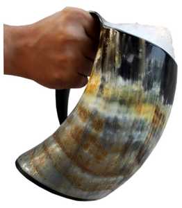 Vaso de Cuerno Vikingo Valhalla Juego de Tronos Casa Stark con Lobo Tallado, Forma Natural, Hecho a Mano, para Cerveza y Vino - Product Image 2