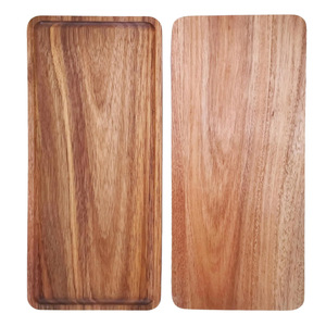 Plateaux en bois d'acacia en deux pièces Plateaux légers pour les collations Dîner Dessert Organisateur de vanité Utilisation pour la table de cuisine ou les cadeaux de la maison - Product Image 1
