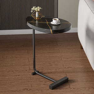 Muebles Compactos Ovalados para Sala de Estar, Mesa de Centro de Madera, Mueble Auxiliar para Sofá con Patas de Metal, Mini Mueble Moderno para Decoración del Hogar - Product Image 3