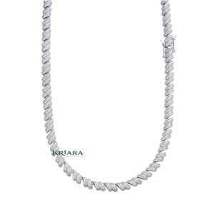 Moissanite Tennis Necklace S925 <b>Silver</b> Rhodium Plated Twisted Singapore <b>Chain</b> Unisex Luxury Everyday Wear - Product Image 6