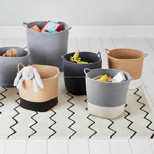 New Collection Cute Cartoon <b>Storage</b> <b>Baskets</b> Woven Cotton <b>Rope</b> Comfy Cotton <b>Rope</b> Toy Handle <b>Storage</b> Laundry <b>Basket</b> - Product Image 1