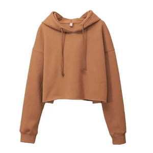 New Arrival Best Style Winter Casual Women's Lined Hooded <b>Crop</b> <b>Top</b> Hoodies High Quality Front Logo Cotton Bamboo Fiber Autumn - Product Image 1