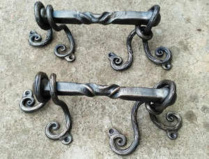 Poignée de portail en fer forgé galvanisé, style traditionnel, avec motif torsadé et ornements en spirale, pour quincaillerie de clôture - Product Image 3