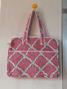 Handmade Quilted Laptop <b>Bag</b> Cotton Kantha Style Padded <b>Computer</b> Tote <b>Bag</b> with Zipper Closure Colorful Printed Textile Travel <b>Bag</b> - Product Image 2