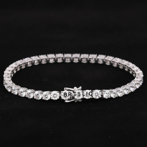 Pulsera de tenis de oro macizo de 14K con moissanita redonda, engaste de puntas, joyería fina clásica para hombre - Product Image 2