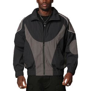 OEM Custom High Street Color Block Windbreaker Outdoor Lightweight Zipper Oversized Windbreaker <b>Jacket</b> for Men - Product Image 1