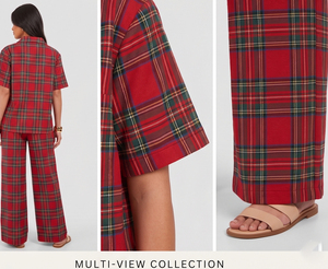 Ensemble pyjama à carreaux pour femmes enceintes, manches courtes, col rabattu, coupe ample, pantalon de maternité, vêtements de nuit confortables pour l'hiver - Product Image 3