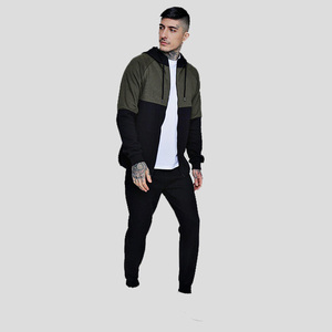 Ensemble de survêtement sportif pour homme à blocs de couleur, avec sweat-shirt à capuche zippé à manches longues et pantalon, coupe droite, en polyester à empiècements - Product Image 5