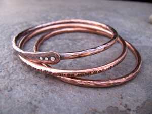 New Handmade Copper Spiral Bangle Bracelet Rustic <b>Wire</b> Wrapped Jewelry Irregular Shape Metal Design - Product Image 5
