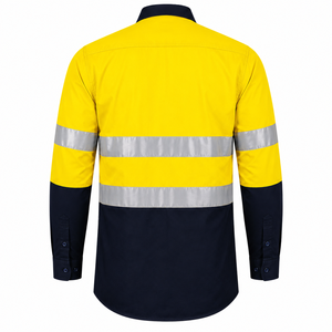 Chemise de travail pour homme de haute qualité, bandes réfléchissantes haute visibilité, boutons sur le devant, poches utilitaires, vêtements de travail réfléchissants personnalisés - Product Image 2