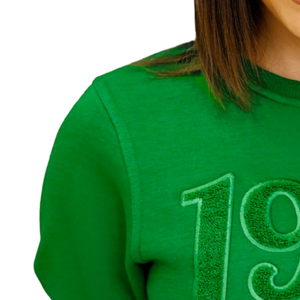 เสื้อสเวตเชิ้ตเชนิลล์สีเขียวเข้ม รุ่น 1908 สำหรับผู้หญิง แขนยาว คอกลม ผ้าฟลีซ สวมใส่สบายๆ แฟชั่นเสื้อผ้าลำลอง - Product Image 2