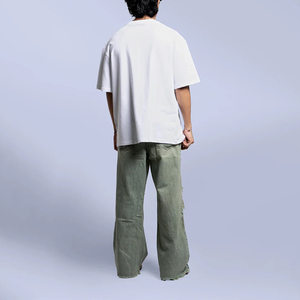 Camiseta DTF con hombros caídos para hombre, elegante, lavado a la piedra, 400 GSM, talla grande, algodón transpirable de lujo, estampado personalizado. - Product Image 1