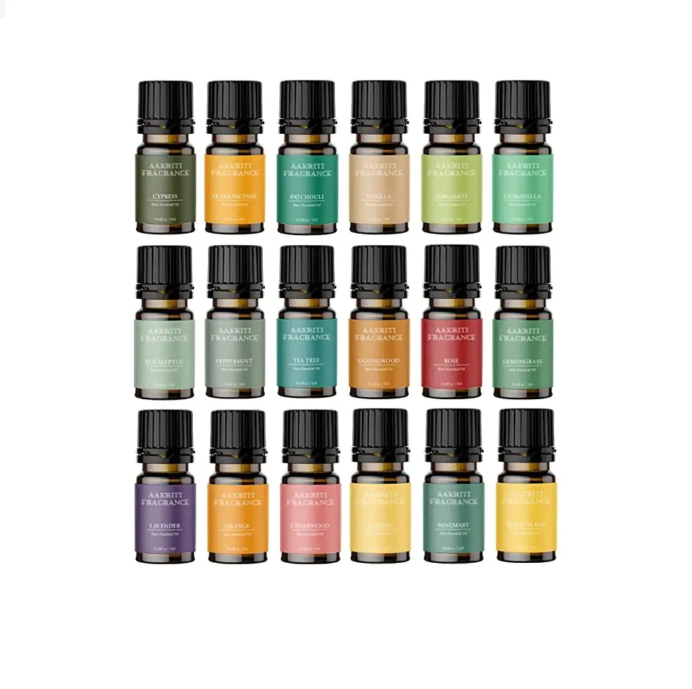 Best Quality Essential Oil Set in Gift Box | Safe for Diffusers, Massage, Aromatherapy, Candle Making, Skin & Hair Care in 5ml/0