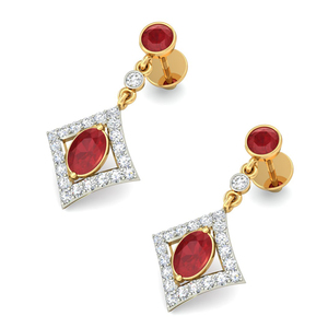925 sterling <b>silver</b> Gold-Plated Red Cubic Zirconia Geometric <b>Drop</b> <b>Earrings</b> for Women – Elegant Bridal Party Jewelry Handmade - Product Image 3