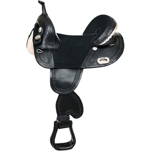 Selle de cowboy western en cuir artisanal haut de gamme, équipement d'équitation personnalisé avec étriers et sangles réglables, fournisseur OEM - Product Image 1