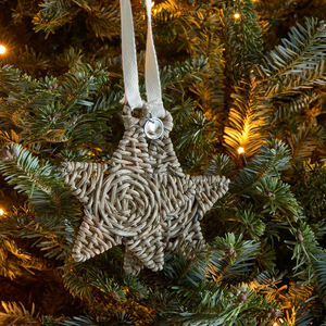 Unique Handcrafted Rattan <b>Star</b> Christmas Hanging <b>Decor</b> with Ribbon Strap, Eco-Friendly Woven Sculpture - Product Image 4