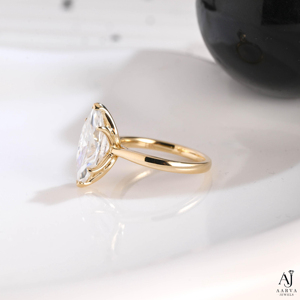 แหวนหมั้นเพชรโมอิสซาไนต์ทรงมาร์คีส์ ชุบทอง 14K เครื่องประดับเจ้าสาวสำหรับผู้หญิง - Product Image 6