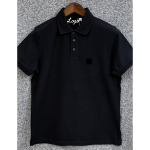 Men's Casual <b>Shirt</b> Spandex/Cotton Knitted Short <b>Sleeve</b> Solid Collared Button-Up Printed Eco-Friendly Custom Logo Uniform Wear - Product Image 6
