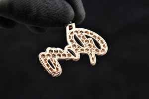 Pendentif Lettre Initiale Bicolore en Argent Sterling 925 avec Moissanite VVS Hip Hop, Passe le Test du Diamant - Product Image 5