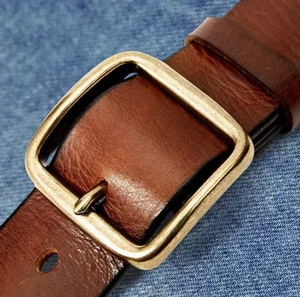 Cinturón Casual de Cuero Genuino 2026 de Gran Venta, Negro Sólido, Piel de Vacuno, Hebilla de Cobre Rectangular, Duradero, Moldeado en una Sola Pieza - Product Image 6