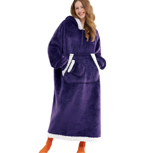 Everglide Corporation <b>Oversized</b> Wearable Cotton Blend Sherpa Lined <b>Blanket</b> Hooded Sweatshirt Soft Solid <b>Hoodie</b> Pullover Women - Product Image 1