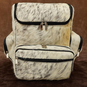 Premium cowhide leather hair on student <b>backpack</b> wholesale supplier OEM custom branding export school bags for sale in low price - Product Image 5