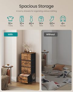 Modern 4 Drawer Dresser Rustic Brown & Ink Black Storage Cabinet Design <b>Bedroom</b> Furniture Freestanding <b>Unit</b> - Product Image 5