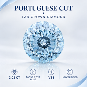 Diamant rond de laboratoire cultivé en Portugal, bleu vif élégant, taille mixte, 2,02 ct, certifié IGI, VS1 Excellent, idéal pour la fabrication de bijoux - Product Image 1