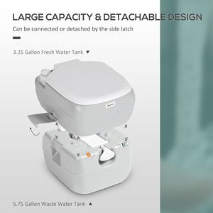 Toilette de camping portable de 5,8 gallons avec indicateur de niveau et pompe anti-fuite pour camping-car, randonnée, bateau - Conception en plastique durable - Product Image 4