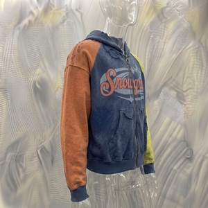 Sweat-shirt à capuche zippé Snowgrace, manches raglan, color block, coupe oversize, unisexe, style streetwear, tissu tricoté, style automne - Product Image 2