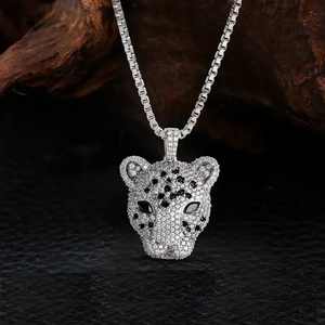 Iced Out 14K Gold Claw Setting Panther <b>Head</b> Pendant for Men with Diamond in Bold Luxury Hip Hop Jewelry <b>Style</b> - Product Image 2