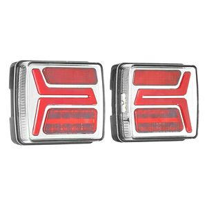 Kit 2 Luci Posteriori Quadrate a LED Magnetiche 12V per Rimorchio, Impermeabili, con Luce Targa, Stop, Freno e Indicatore di Direzione per Camion - Product Image 5