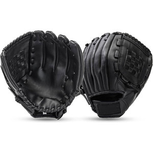 Gant de baseball à doigts entiers en cuir noir, avec fermeture auto-agrippante, antidérapant, pour droitier, pour adulte, toutes saisons - Product Image 1