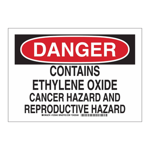 Panneau de signalisation de danger Brady en PVC pour laboratoires et zones chimiques, 7x10 pouces, avertissement d'oxyde d'éthylène - Product Image 3