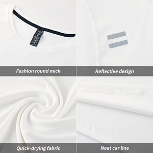 เสื้อยืดโพลีเอสเตอร์ 100% แห้งเร็ว เสื้อผ้าออกกำลังกาย เสื้อเพาะกาย เสื้อยืดยืดหยุ่นสำหรับออกกำลังกาย เสื้อยืดกีฬาสำหรับผู้ชาย - Product Image 5