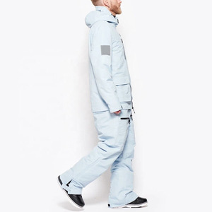 Unisex One Piece Ski <b>Suit</b> Light Blue Reflective Printed Polyester/Nylon Waterproof 10,000mm Windproof Snowboard Jumpsuit <b>Snow</b> - Product Image 4