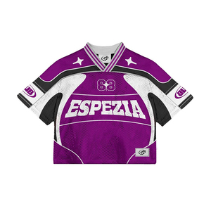 Retro Soccer <b>Crop</b> Jersey Women <b>Red</b> Vintage Varsity Polo Style Athletic Fashion <b>Top</b> - Product Image 2