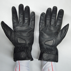 Genuine Cowhide Leather Unisex Full Finger Racing <b>Gloves</b> Reverse Stitched Knuckle Touchscreen Protection Lightweight Breathable - Product Image 4