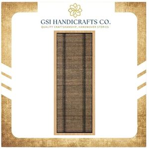 Tapis rectangulaire moderne à rayures, très vendu, 100% jute biologique, tissage plat, antidérapant, pour couloir, tons beige et marron - Product Image 2