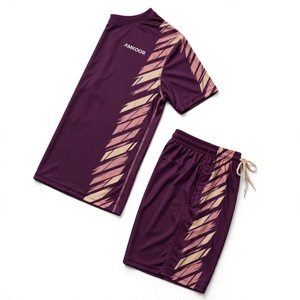 Ensemble maillot et short de football Amkoor unisexe, imprimé numérique géométrique marron, en polyester respirant, uniforme adulte, détection par aiguille - Product Image 3