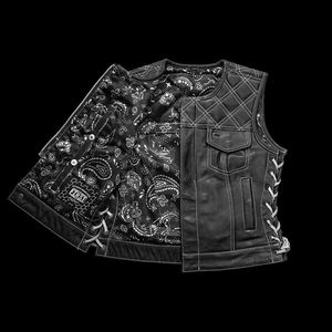 เสื้อกั๊กหนังสีดำสำหรับผู้หญิงสำหรับขี่มอเตอร์ไซค์ - Product Image 2